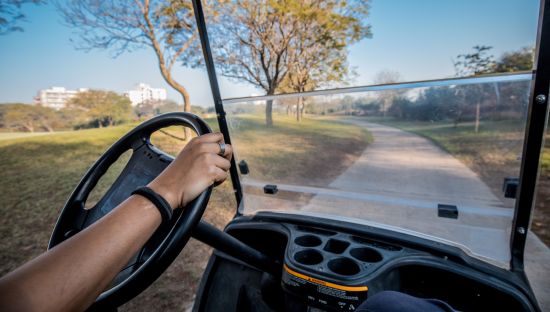 alt-text view from inside a golf buggy