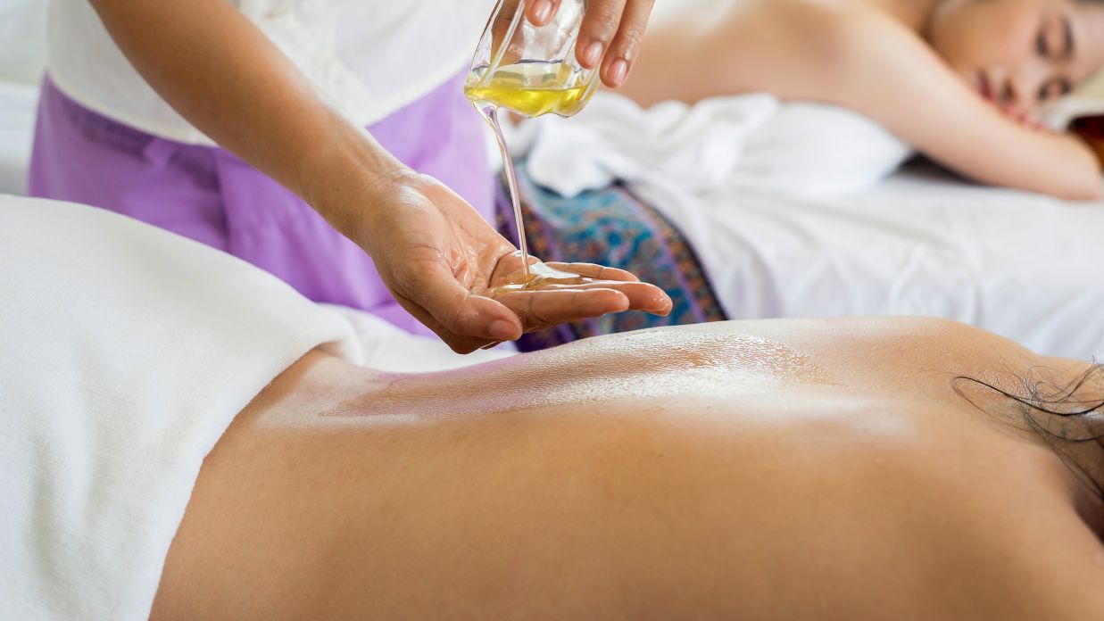 A person receiving Ayurvedic massage @ Lamrin Boutique Cottages, Rishikesh