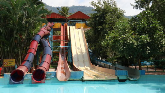 A fun ride in a water park called twister - The Black Thunder