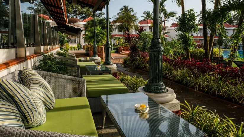 outdoor seating space - blue lagoon pub in south goa at heritage village resort and spa