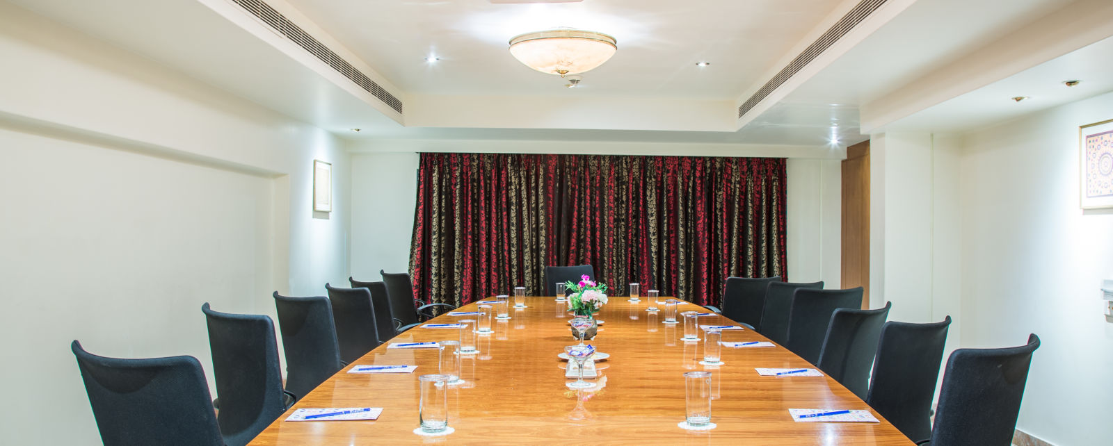 Well lit boardroom at SItara Luxury Hotel