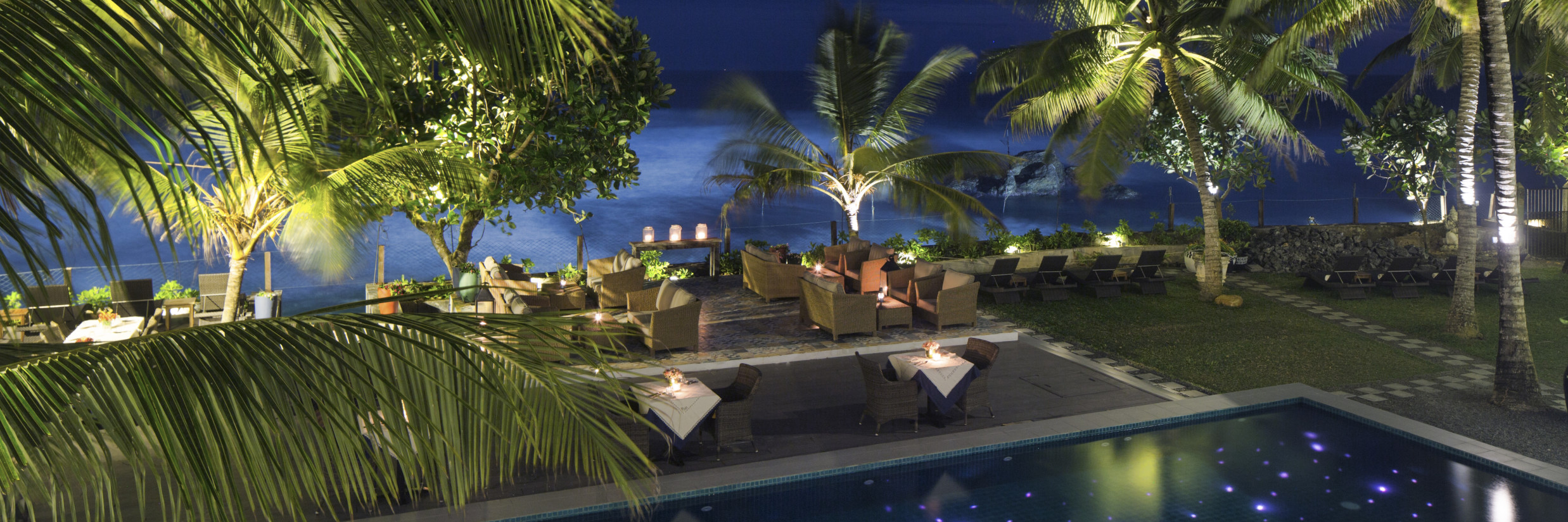 pool at OTP hotel in Galle at night