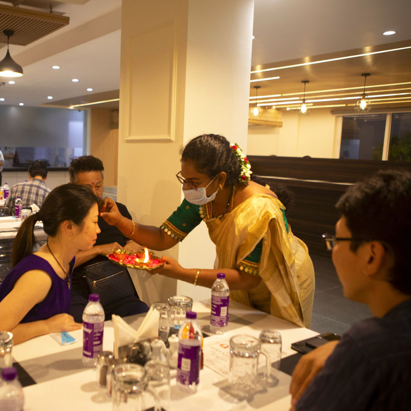 Customers enjoying their food