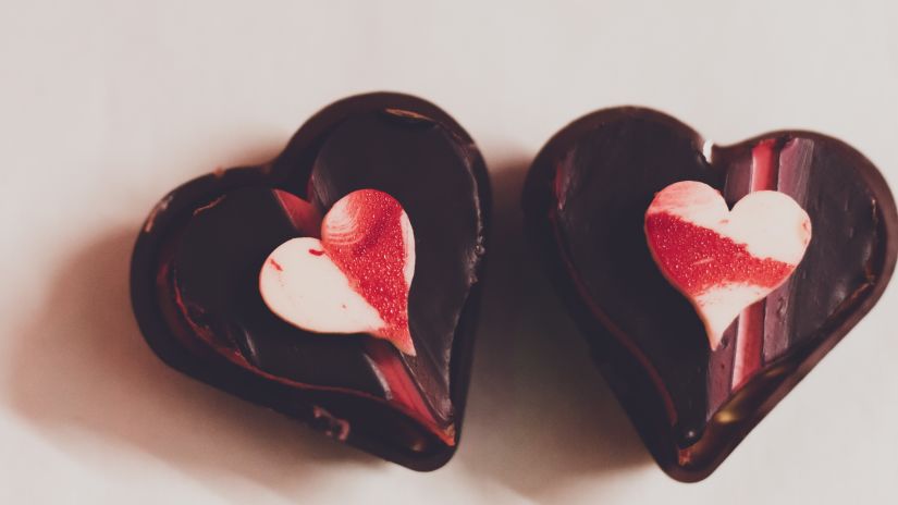 a pair of heart-shaped chocolates