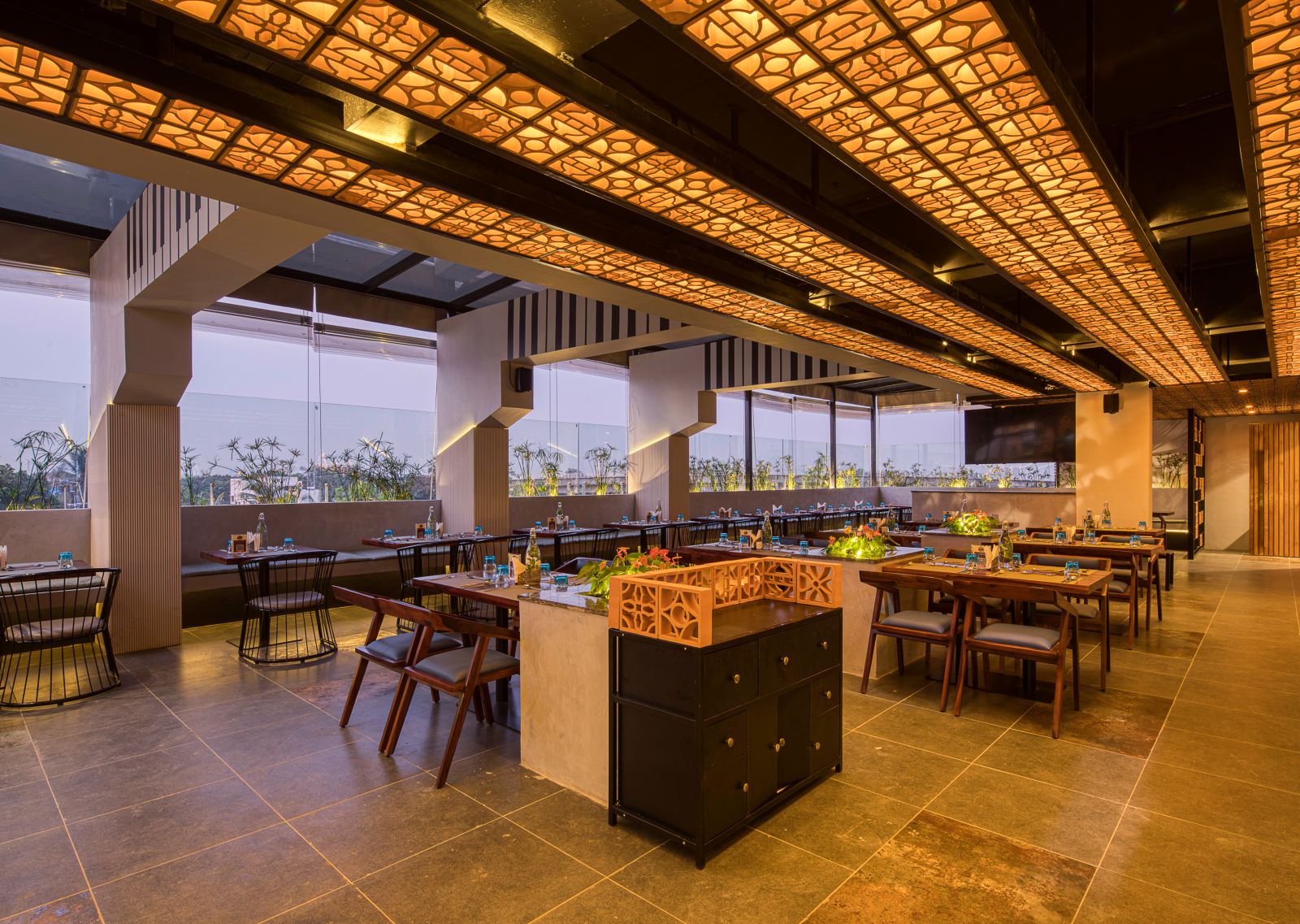 Interior of Roastopolis Restaurant at Le Foliage by TGI, Bangalore 