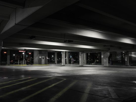 A large empty parking area