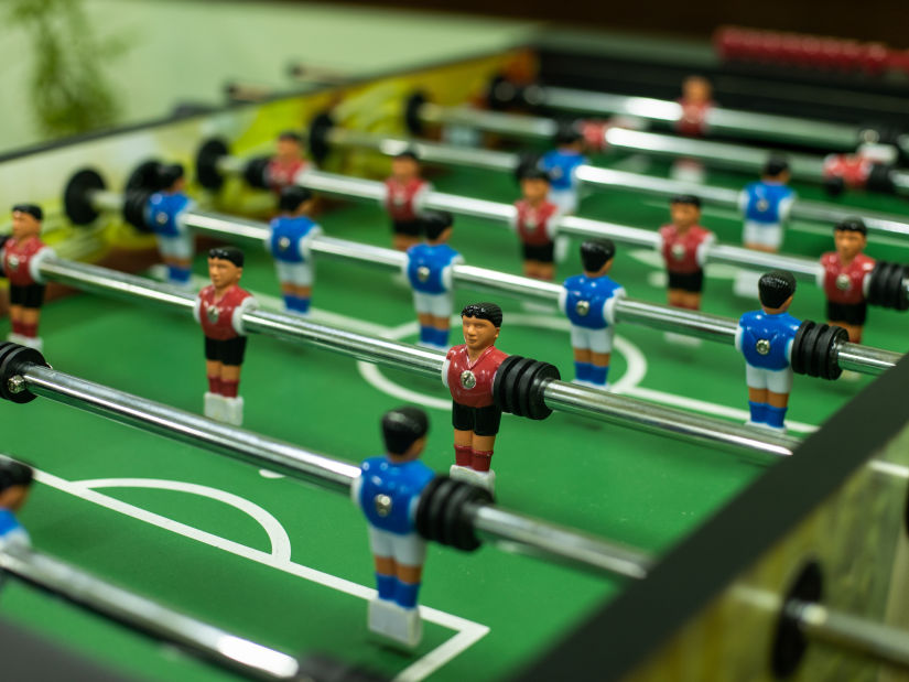 indoor table soccer setup