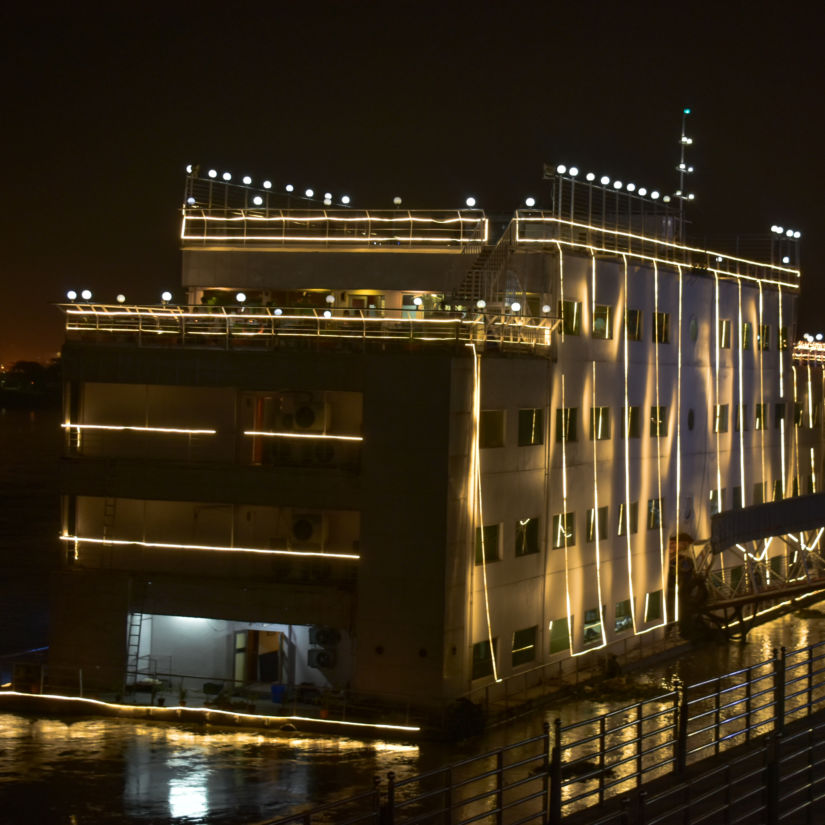 view of the exterior of Polo Floatel Kolkata at night 