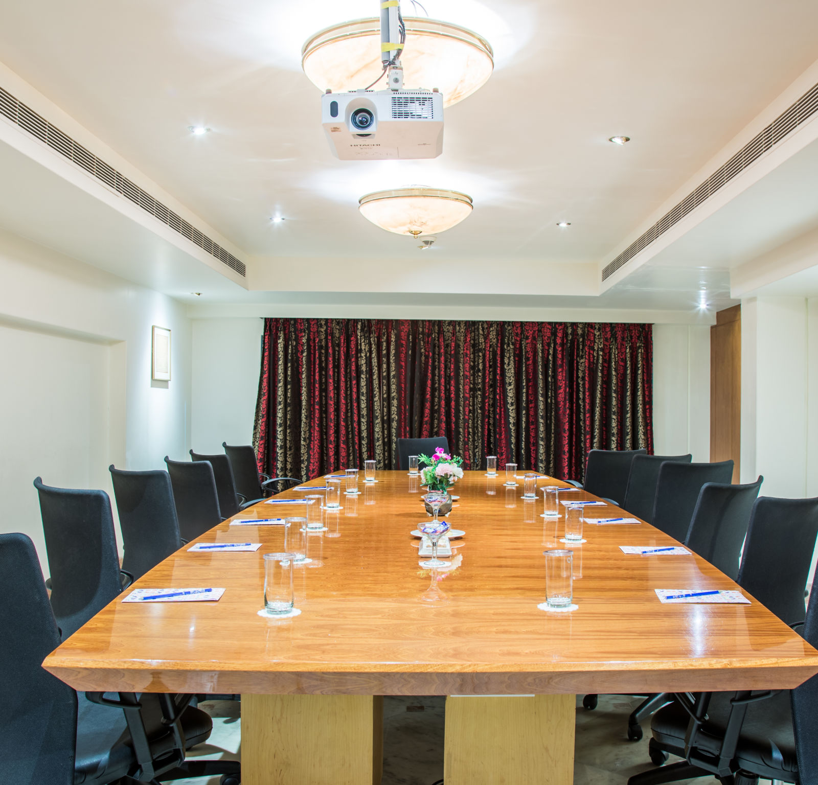 Well lit boardroom at SItara Luxury Hotel