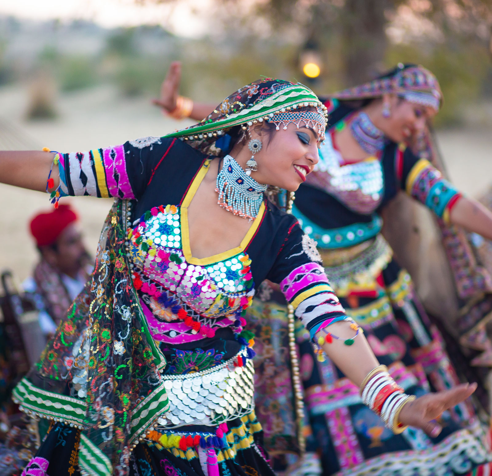 Dancers performing the local dance form at Manvar Resort and Desert Camp