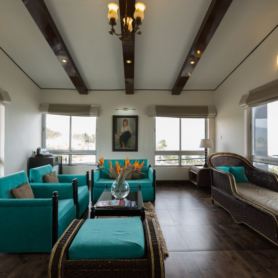 the living space with sofa set at the Misty Mountain Villa at Polo Orchid Resort Cherrapunji 