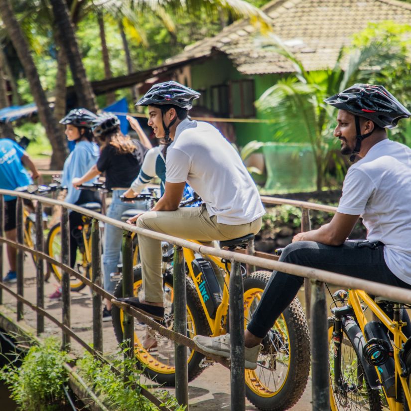 men on their e-bikes