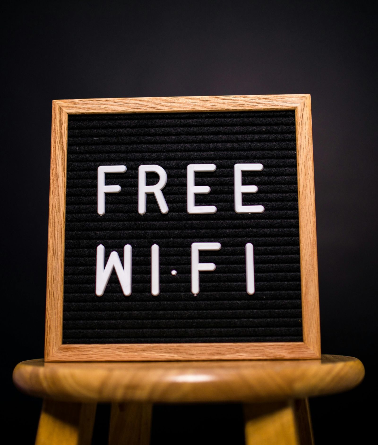 A board with Free Wi-Fi written on it