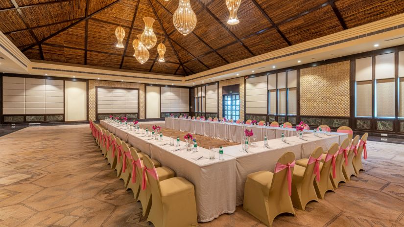 U shaped seating inside a banquet hall at The Ananta Udaipur