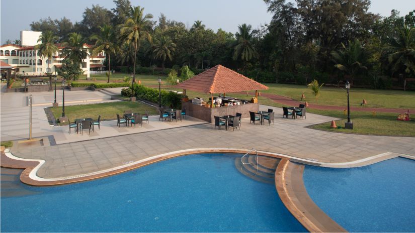 An image of the Aquarius Cafe from afar