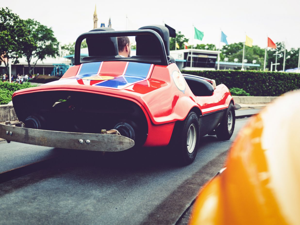 red car on track