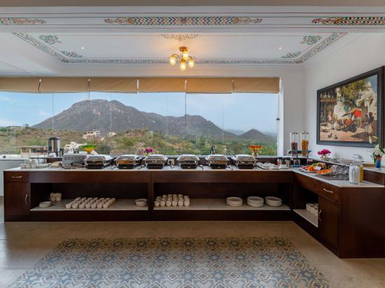 Buffet arrangements at the in-house restaurant - Maan Vilas by Stone Wood, Udaipur