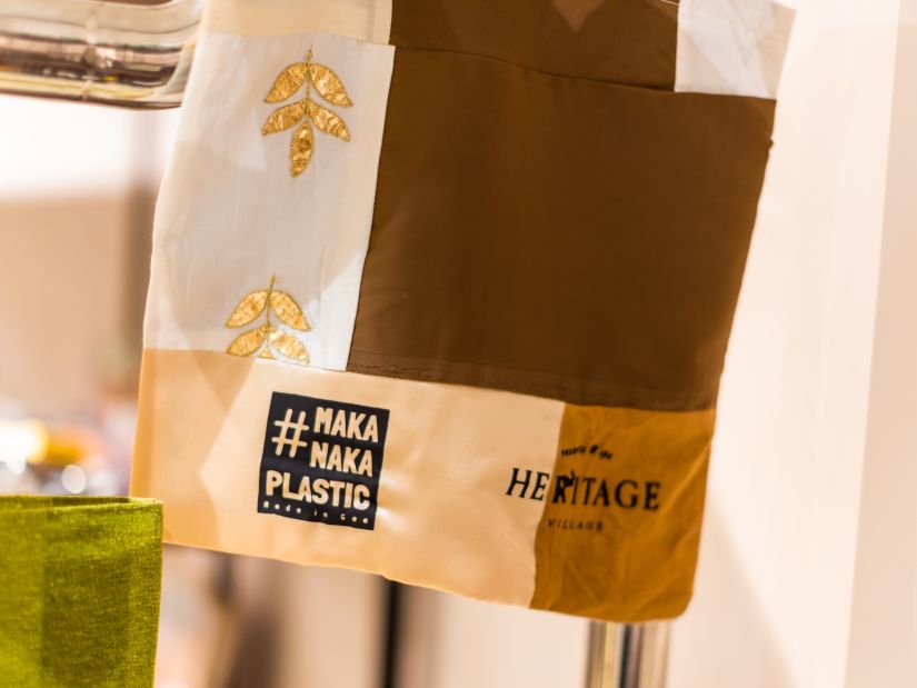 Heritage Village Goa - image of recycled bags with the propery logo printed on it