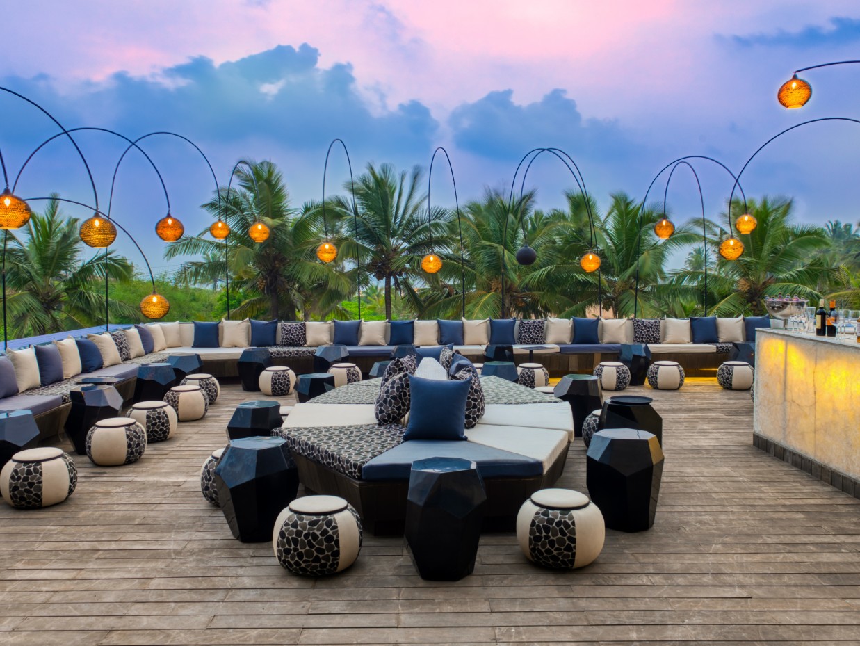 Seating arrangement at Lynx Patio, best bar in south goa - Azaya Beach Resort Goa