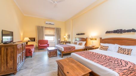 twin bedding offered at Hotel Dev Vilas' rooms in Ranthambore 2