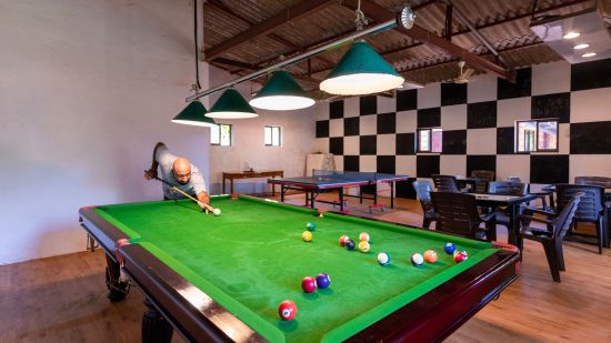 a pool board indoors