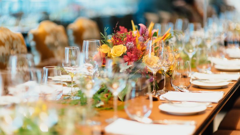 Udman By Ferns N Petals, Chattarpur - banquet hall with glasses on table