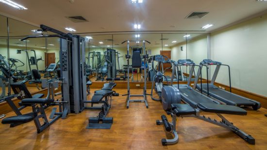 many equipment inside a Gym at Raj Park Hotel in Alwarpet, Chennai