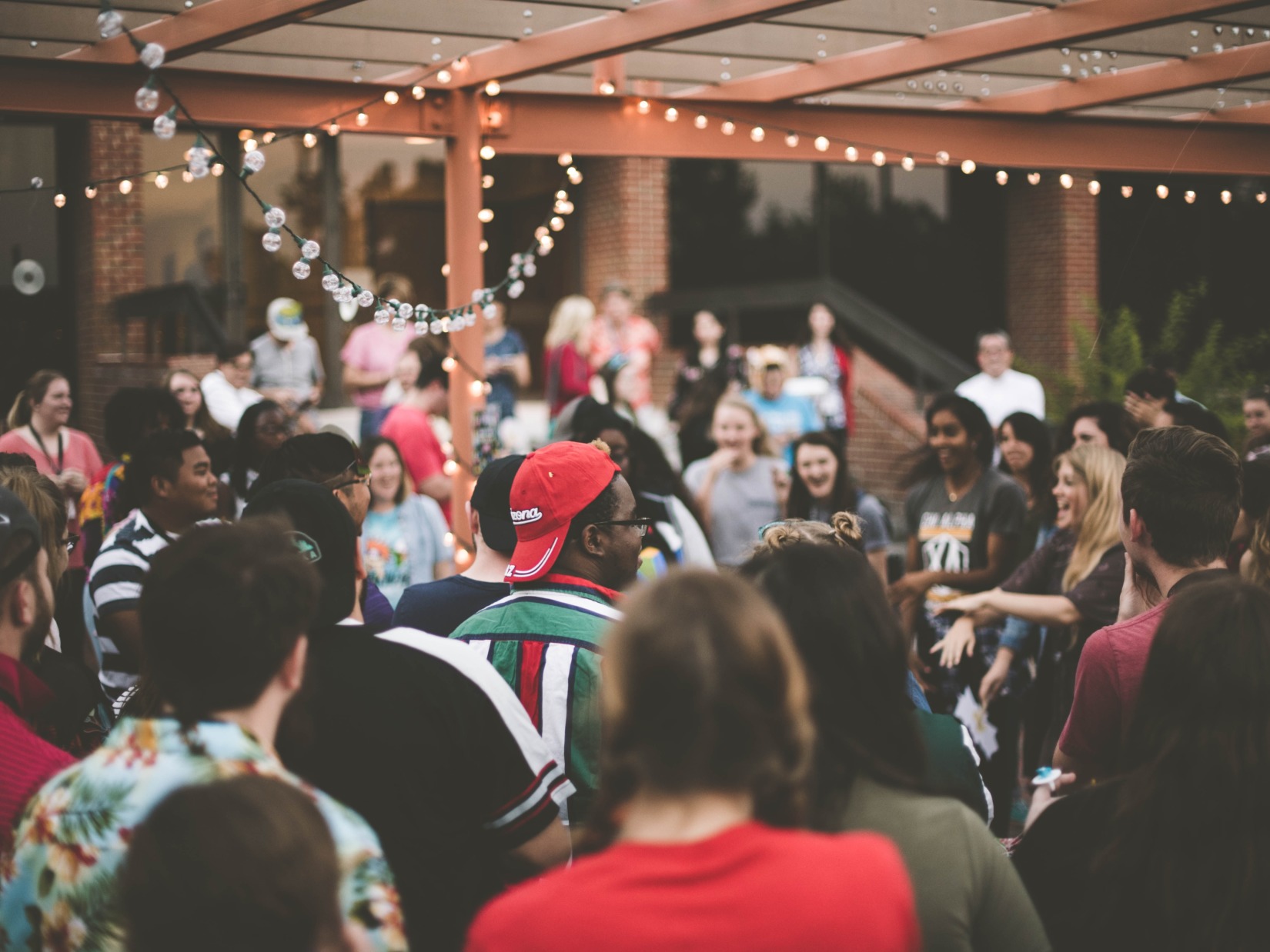 a group of people at an indoor party