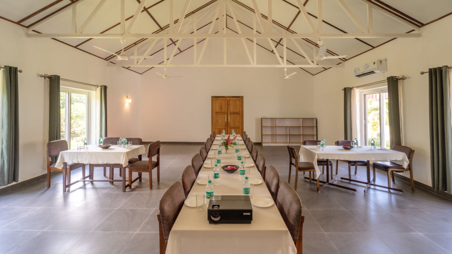 Conference hall with chairs and table at Neer Ganga Resorts