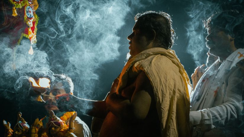 a priest performing rites