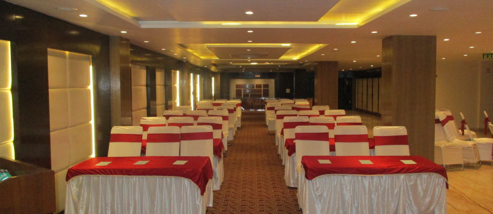 Gangotri Hall captured with seats arranged in theatre style - le roi udaipur hotel3