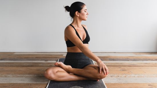 a girl doing yoga