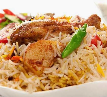 Biryani served on a table