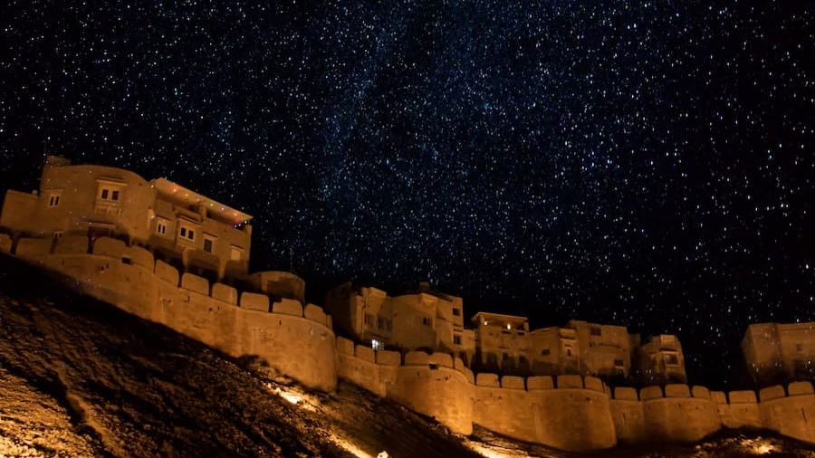 Mehrangarh Fort at night under the stars