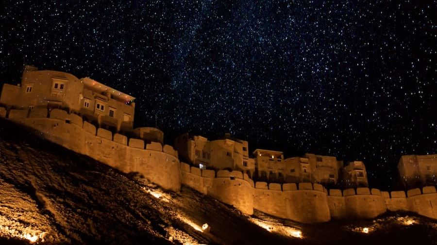 Mehrangarh Fort at night under the stars