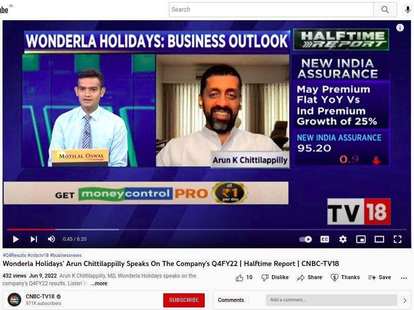 CNBC-TV18 press article