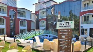 signage of the places inside VITS shanti solitaire, North Goa in front of the swimming pool