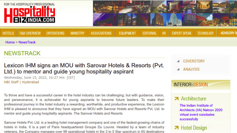 HospitalityBizIndia-Sarovar-news-article