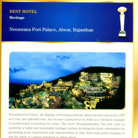 2011 National Tourism Awards 2011-2012 - Best Heritage Hotel - Neemrana Fort Palace