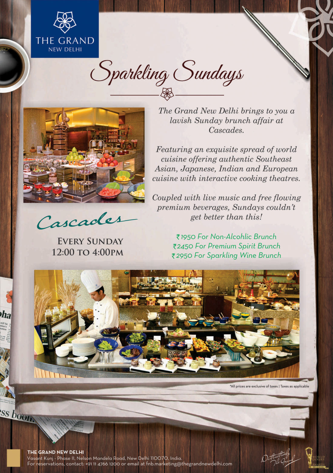 Sunday Brunch Offer | The Grand New Delhi | The Grand New Delhi