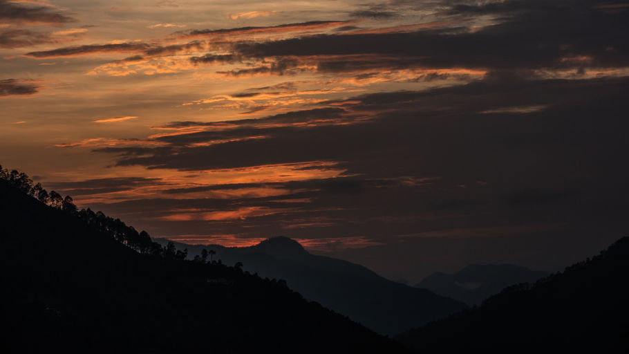 scenic view of the Kumaon hills captured during sunset