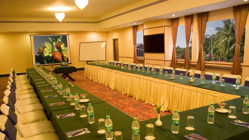 Ramanashree California Resort - view of the conference room with water bottles on the table