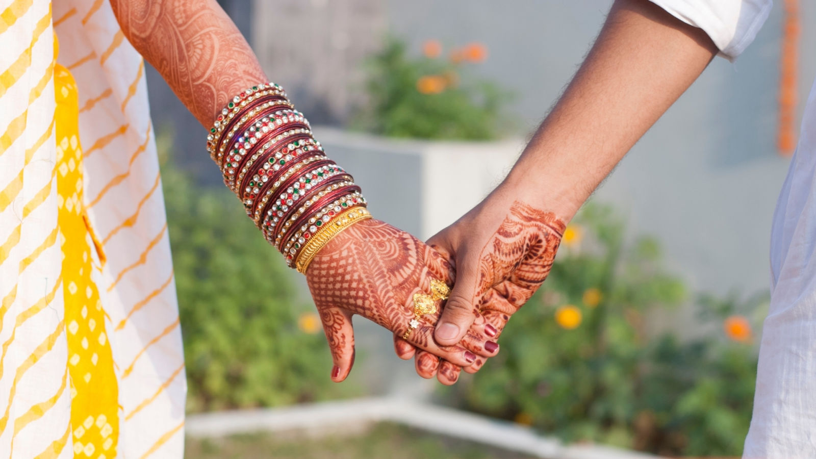 Holding hands during Wedding