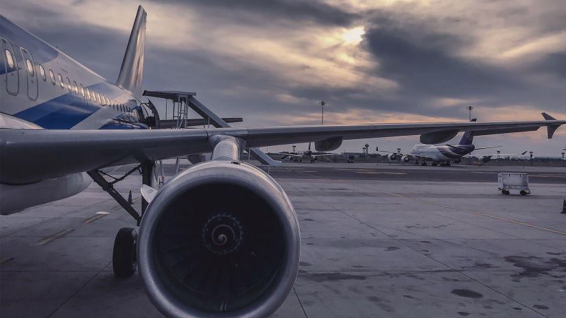 Airplane standing in the airport