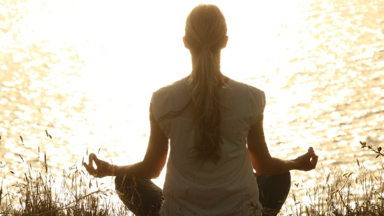 A woman meditating