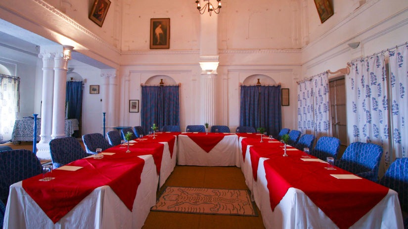 Image of a conference hall featuring a U-shaped seating arrangement in Hill Fort-Kesroli 14th Century, a resort for corporate offsite near delhi