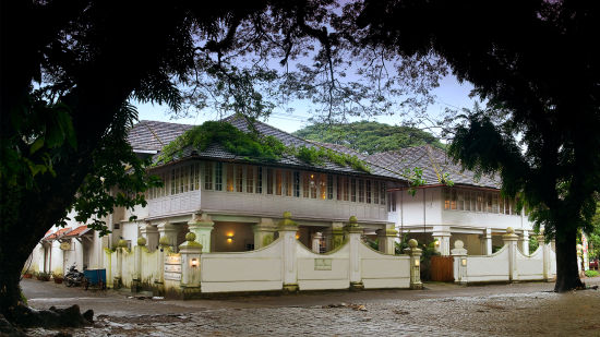 The Tower House - The central entrance that leads to the twin buildings of the Tower House