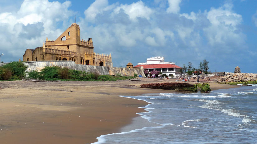 stone building on the beachside