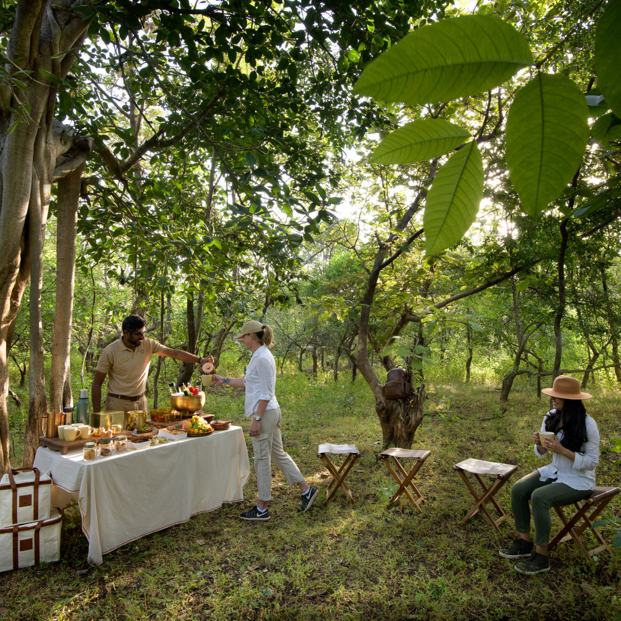 Man Serving Tea in the Forest