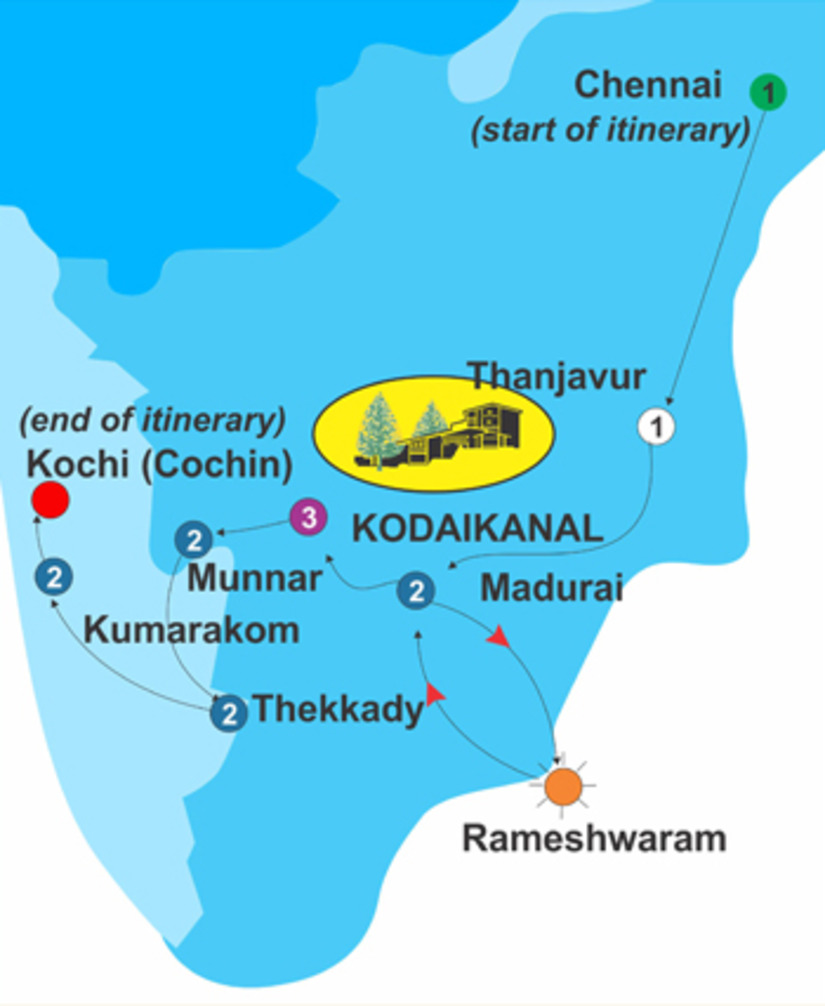 Southern Sojourn for 14 days itinerary graphic